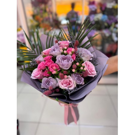 Lila ve Pembe Gül Buketi